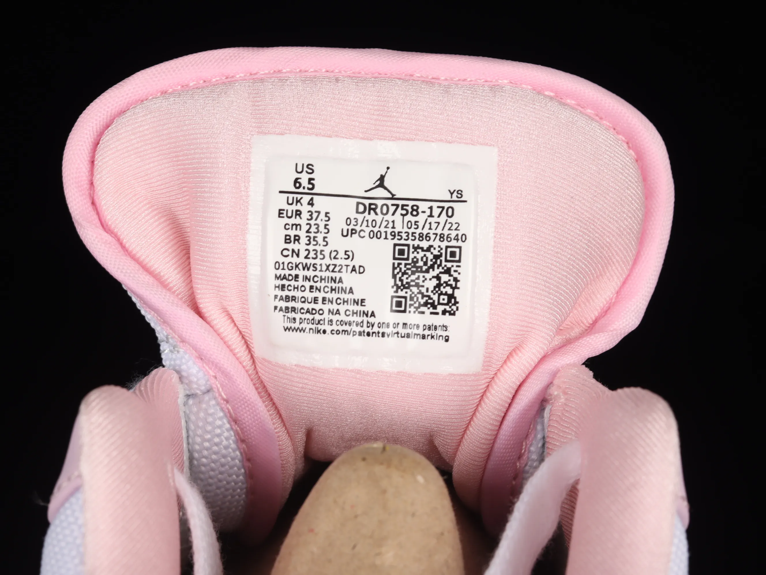 All categories Air Jordan Jordan series basketball shoes Air Jordan 1 Low Z version Air Jordan 1 Low AJ1 Joe 1 white and pink hook low-top casual sneakers DR0758-170